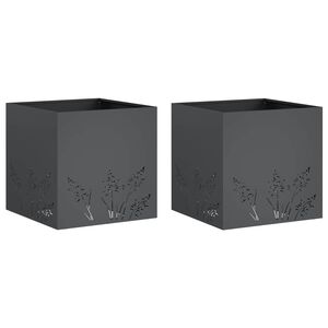 vidaXL Kerti cser&eacute;p 2 db Antracitsz&uuml;rke 50 x 50 x 49 cm