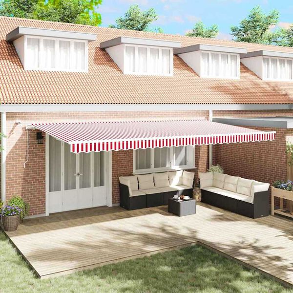 vidaXL Beh&uacute;zhat&oacute; napellenző Piros &eacute;s Feh&eacute;r 600 &times; 300 cm