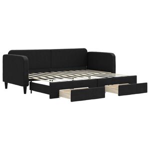vidaXL fekete kih&uacute;zhat&oacute; sz&ouml;vet heverő fi&oacute;kokkal 80 x 200 cm
