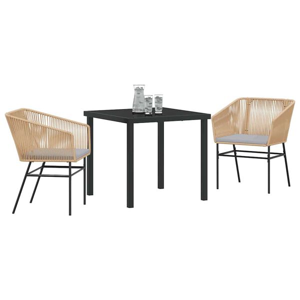 vidaXL Kert &eacute;tkező szett p&aacute;rn&aacute;val 3 pcs Barna Porsz&oacute;rt ac&eacute;l