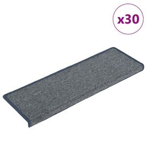 vidaXL 30 db világosszürke és kék lépcsőszőnyeg, téglalap alakú széllel, 65 x 21 x 4 cm
