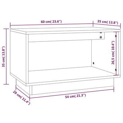 vidaXL fehér tömör fenyőfa TV-szekrény 60x35x35 cm