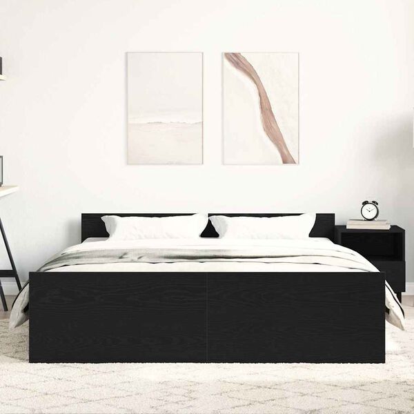 vidaXL fekete t&ouml;lgy sz&iacute;nű szerelt fa &aacute;gykeret matrac n&eacute;lk&uuml;l 150x200 cm