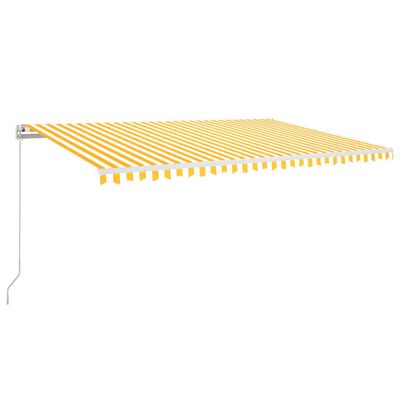 vidaXL sárga és fehér kézzel kihúzható napellenző 500 x 350 cm