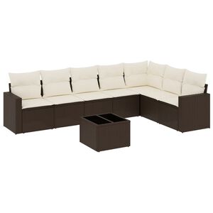 vidaXL 8 r&eacute;szes barna polyrattan kerti &uuml;lőgarnit&uacute;ra p&aacute;rn&aacute;kkal