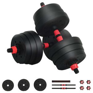 vidaXL 2 az 1-ben Kettlebell &eacute;s S&uacute;lyz&oacute; K&eacute;szlet 20 kg Fekete &eacute;s piros