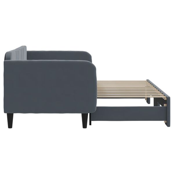 vidaXL sötétszürke kihúzható bársony heverő 90 x 200 cm