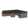 vidaXL 11 r&eacute;szes sz&uuml;rke polyrattan kerti &uuml;lőgarnit&uacute;ra p&aacute;rn&aacute;kkal