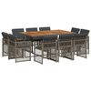 vidaXL 11 r&eacute;szes sz&uuml;rke polyrattan kerti &uuml;lőgarnit&uacute;ra p&aacute;rn&aacute;kkal