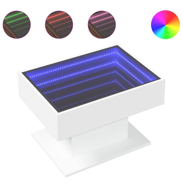 vidaXL feh&eacute;r szerelt fa doh&aacute;nyz&oacute;asztal 70 x 50 x 45 cm