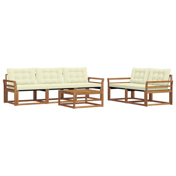 vidaXL K&uuml;lt&eacute;ri kanap&eacute; szett p&aacute;rn&aacute;val 6 pcs Term&eacute;szetes &eacute;s kr&eacute;msz&iacute;nű