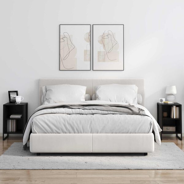 vidaXL &Eacute;jjeli asztal Fekete t&ouml;lgy 39.5 x 30 x 50 cm Faanyag