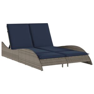vidaXL sz&uuml;rke polyrattan napoz&oacute;&aacute;gy p&aacute;rn&aacute;kkal 114 x 205 x 73 cm
