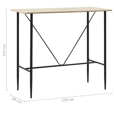 vidaXL tölgyszínű MDF bárasztal 120 x 60 x 110 cm