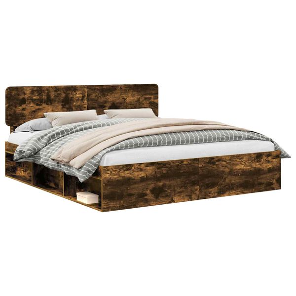 vidaXL &Aacute;gykeret fejt&aacute;ml&aacute;val F&uuml;st&ouml;lt t&ouml;lgy 180 x 200 cm T&ouml;m&ouml;r fenyőfa