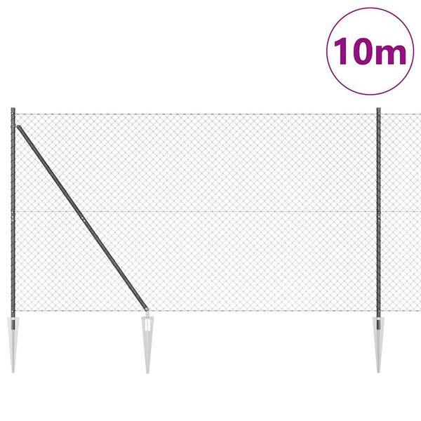 vidaXL Ker&iacute;t&eacute;soszlop Sz&uuml;rke 10 x 1,6 m (40 x 40 mm r&aacute;cs) Ac&eacute;l &eacute;s PVC