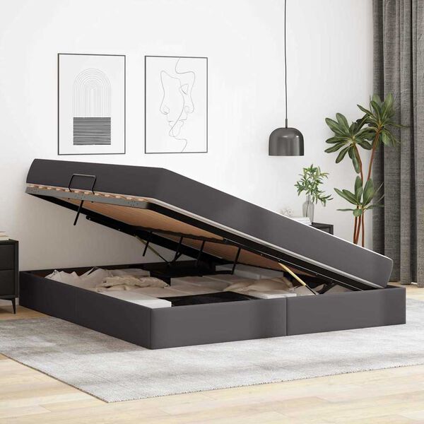 vidaXL &Aacute;gy t&aacute;rol&oacute;val &eacute;s matraccal matracmal t&aacute;rol&oacute;val 2 pcs Sz&uuml;rke Bőr