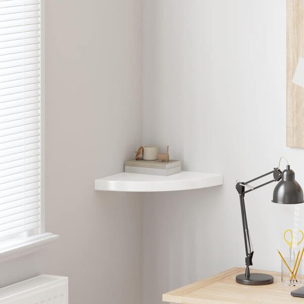vidaXL magasf&eacute;nyű feh&eacute;r MDF lebegő sarokpolc 25 x 25 x 3,8 cm