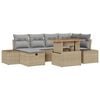 vidaXL Kerti Kanapé Szett 7 pcs Bézs polirattan