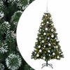 vidaXL Műfenyő g&ouml;mb&ouml;kkel 120 cm 150 LED Meleg feh&eacute;r PVC &eacute;s f&eacute;m Z&ouml;ld