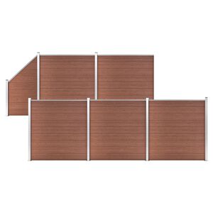 vidaXL 5 n&eacute;gysz&ouml;gletes &eacute;s 1 ferde barna WPC ker&iacute;t&eacute;selem 965 x 186 cm