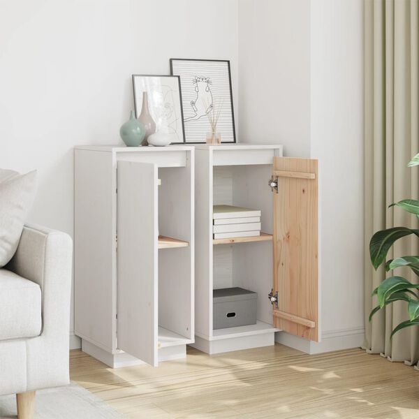 vidaXL 2 db fehér tömör fenyőfa tálalószekrény 31,5 x 34 x 75 cm