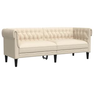 vidaXL 3 szem&eacute;lyes v&aacute;szon Chesterfield kanap&eacute;