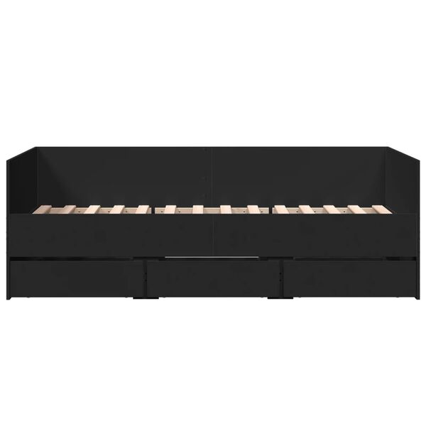 vidaXL fekete kanapéágy fiókkal matrac nélkül 90x190 cm