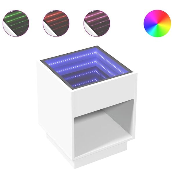 vidaXL feh&eacute;r v&eacute;gtelen hat&aacute;s&uacute; LED-es &eacute;jjeliszekr&eacute;ny 40 x 40 x 50 cm