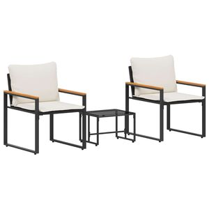 vidaXL B&uacute;tor szettek p&aacute;rn&aacute;val 3 pcs Fekete &eacute;s kr&eacute;mfeh&eacute;r Rattan
