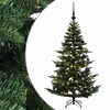 vidaXL Műkar&aacute;csonyfa g&ouml;mbbel 120 cm 150 LED Meleg feh&eacute;r PE &eacute;s PVC Z&ouml;ld