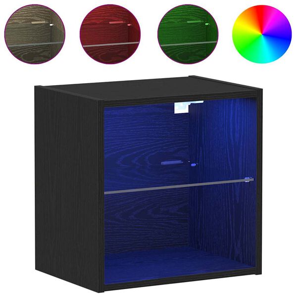 vidaXL F&uuml;ggő polc LED vil&aacute;g&iacute;t&aacute;ssal 2 pcs Fekete 40 x 28,5 x 40 cm