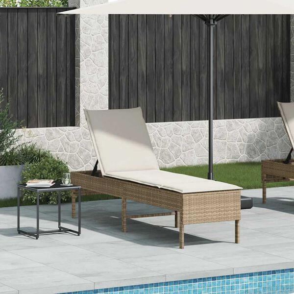 vidaXL b&eacute;zs polyrattan napoz&oacute;&aacute;gy p&aacute;rn&aacute;val 55x200x44 cm