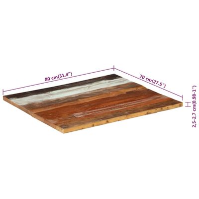 vidaXL tömör újrahasznosított fa asztallap 80 x 70 x (2,5-2,7) cm