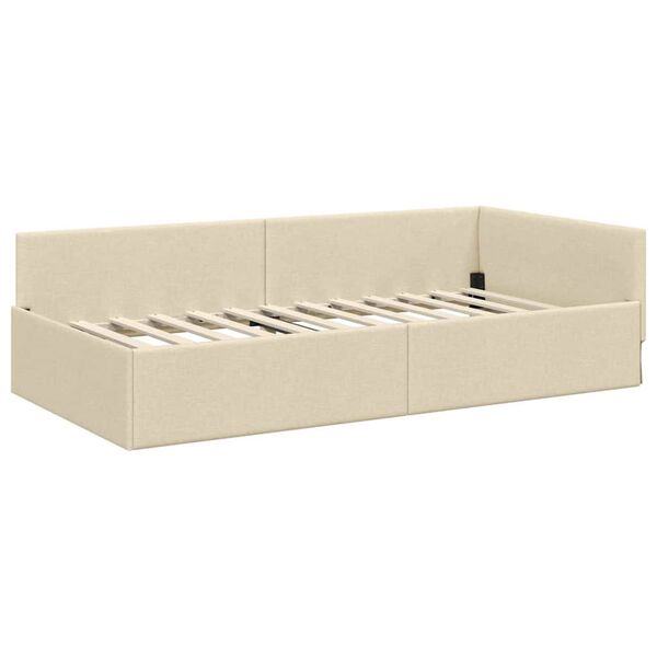 vidaXL Sarok&aacute;gy keret fejt&aacute;ml&aacute;val Kr&eacute;m 80 cm x 200 cm B&aacute;rsony