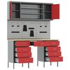 vidaXL Munkaszekr&eacute;ny fi&oacute;kkal t&aacute;rol&oacute;val 8 pcs Piros Műszaki fa &eacute;s ac&eacute;l