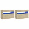 vidaXL 2 db sonoma t&ouml;lgysz&iacute;nű &eacute;jjeliszekr&eacute;ny LED-l&aacute;mp&aacute;kkal 60x35x40 cm