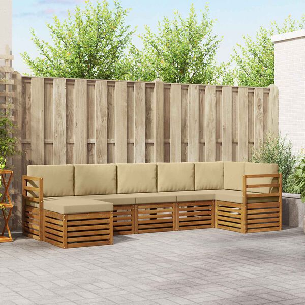 vidaXL Szegment&aacute;lt kanap&eacute; szett 7 pcs Term&eacute;szetes &eacute;s b&eacute;zs T&ouml;m&ouml;r Ak&aacute;cfa