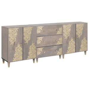 vidaXL F&uuml;rdőszobai Szekr&eacute;ny Szett 3 db 180 x 33 x 75 cm T&ouml;m&ouml;r Mang&oacute;f&aacute;t