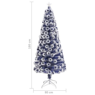 vidaXL fehér és kék száloptikás megvilágított műkarácsonyfa 180 cm