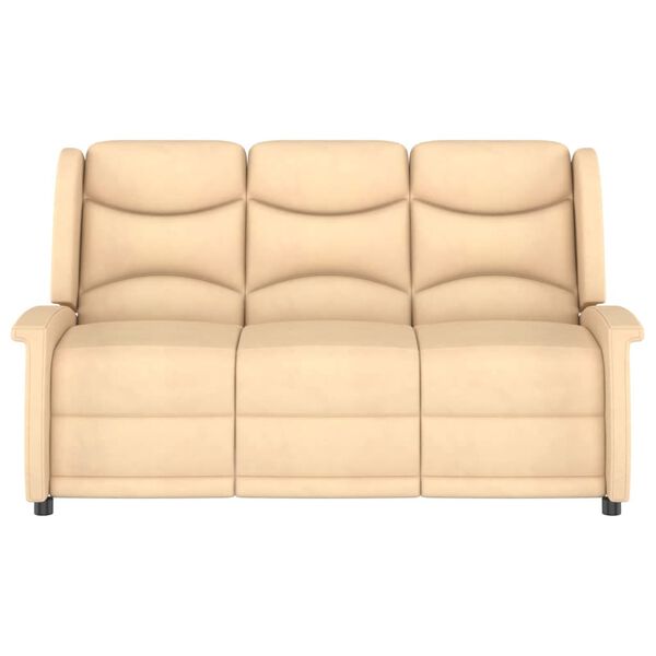 vidaXL 3 személyes krém mikroszálas szövet dönthető masszázsfotel