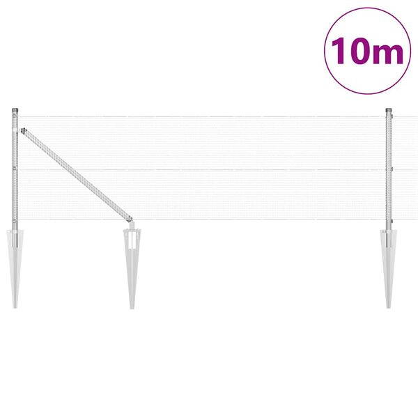 vidaXL Ker&iacute;t&eacute;soszlop Ez&uuml;st 10 x 0,6 m (12 x 12 mm h&aacute;l&oacute;) Ac&eacute;l