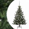 vidaXL Műkar&aacute;csonyfa g&ouml;mbbel 120 cm 150 LED Meleg feh&eacute;r PVC &eacute;s f&eacute;m