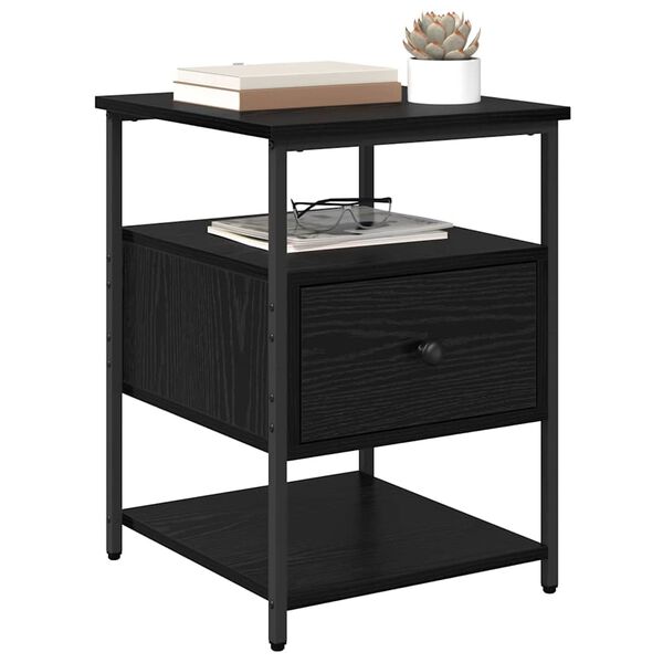 vidaXL &Eacute;jjeliszekr&eacute;ny 2 pcs Fekete t&ouml;lgy 40 x 42 x 56 cm Faanyag