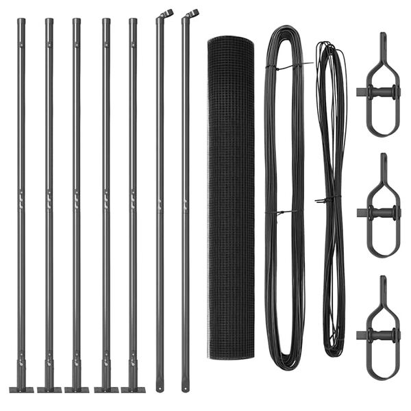 vidaXL Ker&iacute;t&eacute;soszlop Sz&uuml;rke 10 x 0,8 m (16 x 16 mm h&aacute;l&oacute;) Ac&eacute;l &eacute;s PVC