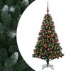 vidaXL Műfenyő g&ouml;mb&ouml;kkel 120 cm 150 LED Meleg feh&eacute;r PVC &eacute;s f&eacute;m Z&ouml;ld