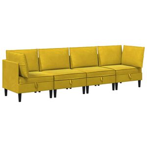 vidaXL Nappali b&uacute;tor szett p&aacute;rn&aacute;val t&aacute;rol&oacute;val 4 pcs S&aacute;rga B&aacute;rsony