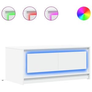 vidaXL feh&eacute;r szerelt fa doh&aacute;nyz&oacute;asztal LED-l&aacute;mp&aacute;kkal