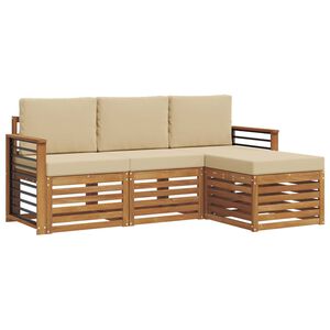 vidaXL K&uuml;lt&eacute;ri kanap&eacute; szett p&aacute;rn&aacute;val 4 pcs Term&eacute;szetes &eacute;s b&eacute;zs