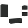 vidaXL 5 darab fekete szerelt fa fali TV-b&uacute;tor LED-del